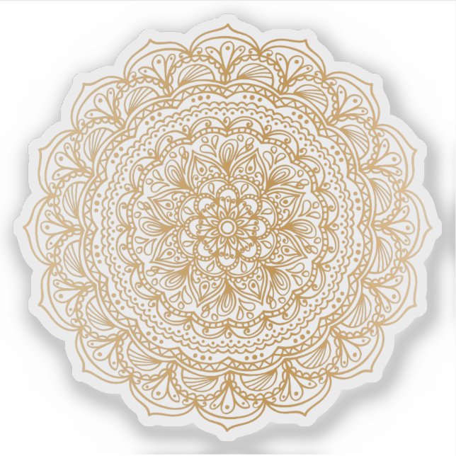 Pegatina Mandala Retro dibujado a mano tatuaje dorado (Anverso)