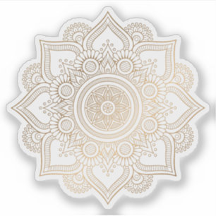 Pegatina Mandala Retro dibujado a mano tatuaje dorado