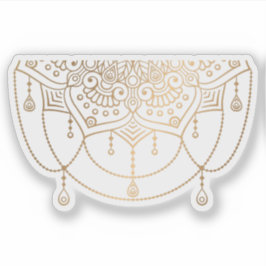 Pegatina Mandala Retro dibujado a mano tatuaje dorado
