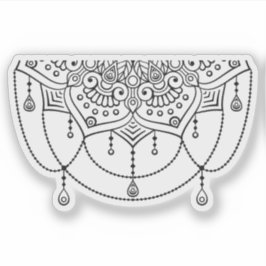 Pegatina Mándala retro dibujado a mano tatuaje en blanco y 