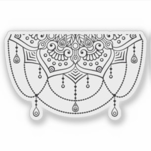 Pegatina Mandala Retro dibujado a mano tatuaje en blanco y