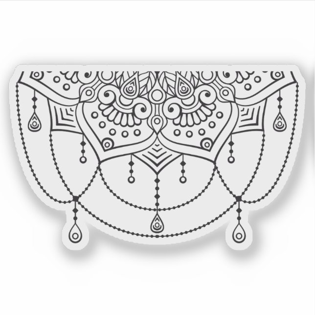 Pegatina Mandala Retro dibujado a mano tatuaje en blanco y  (Anverso)