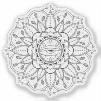 Pegatina Mandala Retro dibujado a mano tatuaje henna flor o