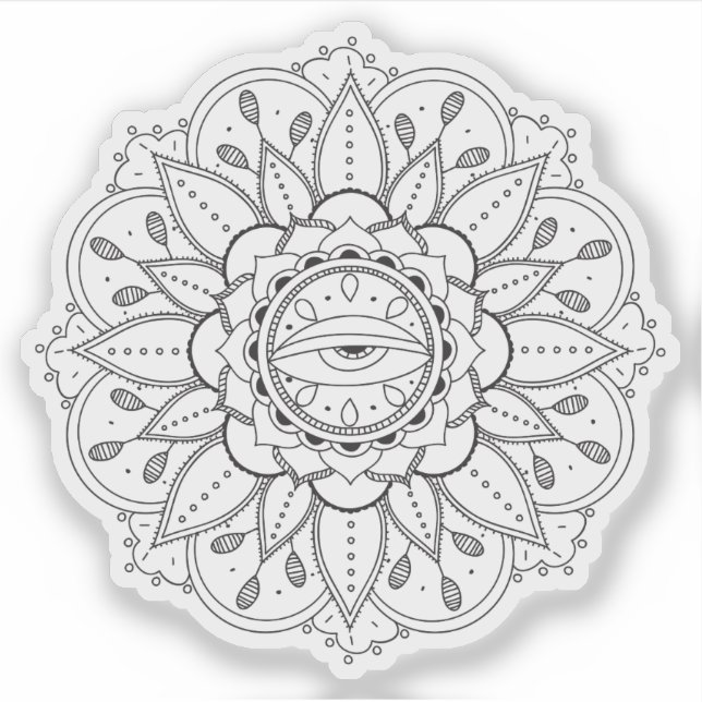Pegatina Mandala Retro dibujado a mano tatuaje henna flor o (Anverso)