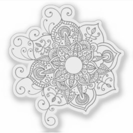 Pegatina Mandala Retro dibujo a mano tatuaje henna flor
