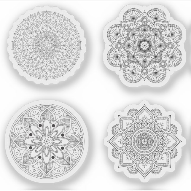 Pegatina Mandala Retro mano conjunto de tatuajes de henna 4 (Anverso)