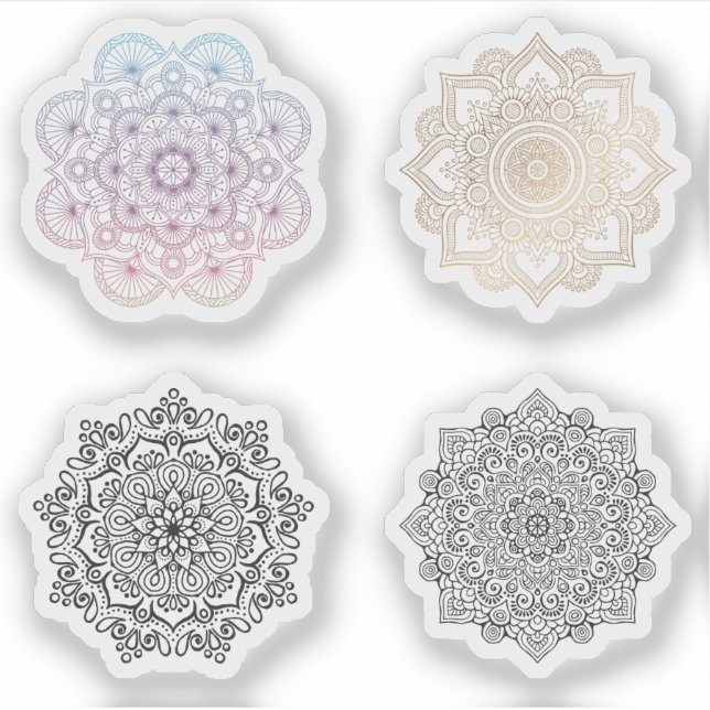 Pegatina Mandala Retro mano conjunto de tatuajes de henna 4 (Anverso)