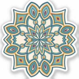 Pegatina Mandalas de Flor Azul Verde
