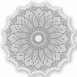 Pegatina Mandalas Retro girasol blanco y negro dibujado a m