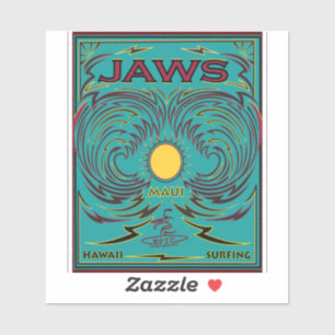 PEGATINA MANDÍBULAS QUE PRACTICAN SURF MAUI HAWAII