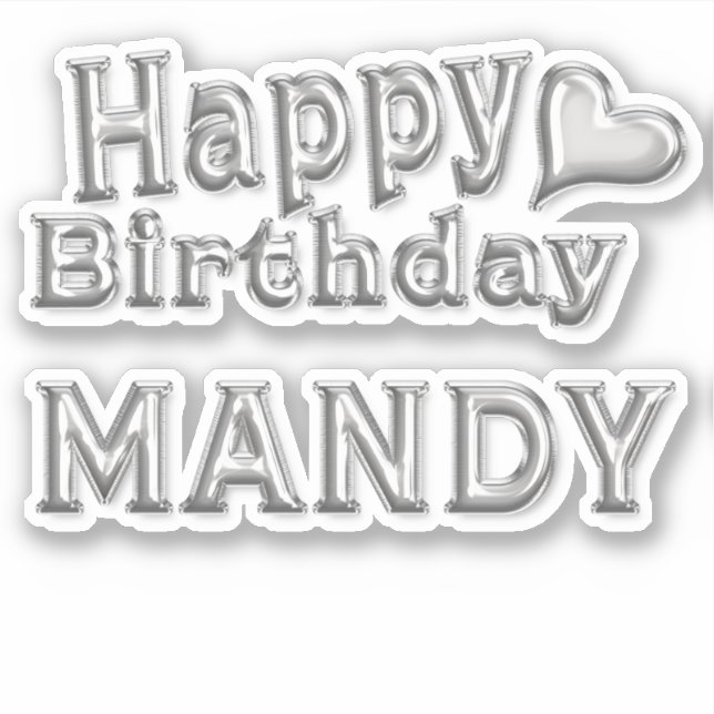 Pegatina Mandy Happy Birthday silver Aufkleber Sticker (Anverso)