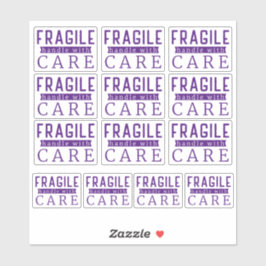 Pegatina Manejo Frágil morado con cuidado para pequeñas emp