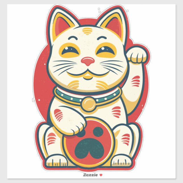 Pegatina Maneki Neko - Gato afortunado (Hoja)