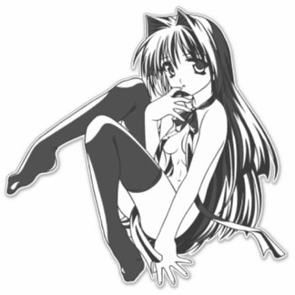 Pegatina Manga, Gata Chica Gato Furry Anime Loli Esclava