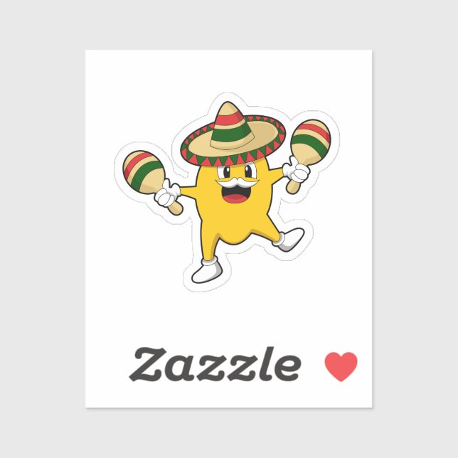 Pegatina Mango as Musician with Maraca (Hoja)