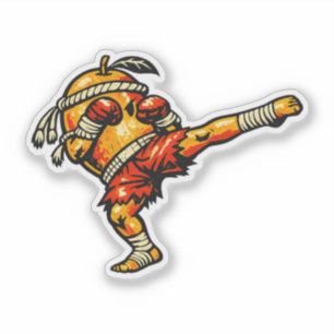 Pegatina Mango Muay Thai — Luchador Tailandés Retro Vintage
