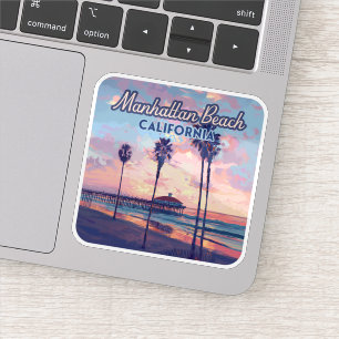 Pegatina Manhattan Beach California Los Angeles Retro