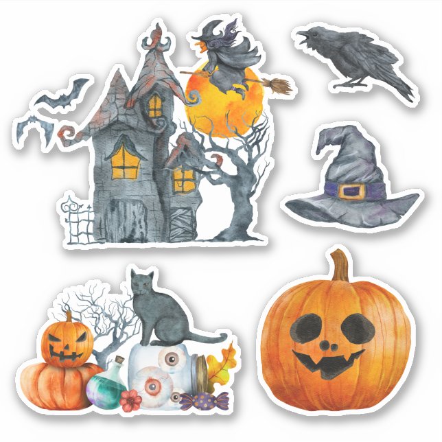 Pegatina Mano de acuarela con temática de Halloween dibujad (Anverso)