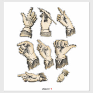 Pegatina Mano de los hombres Dibujos de gestos Arte vintage