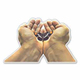 Pegatina mano de los hombres sujetando arte digital de la n