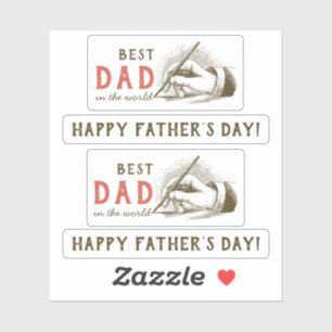 Pegatina Mano del mejor papá macho sosteniendo la pluma de 