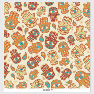 Pegatina Mano Hamsa - Mano de Fatima Teal Terracotta