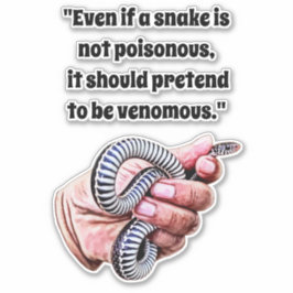 Pegatina mano sujetando el reptile de serpiente bebé citas