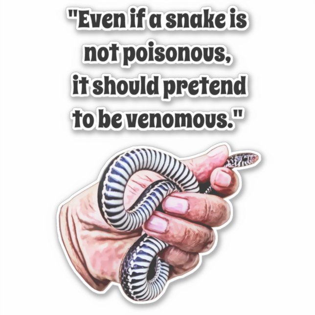 Pegatina mano sujetando el reptile de serpiente bebé citas  (Anverso)