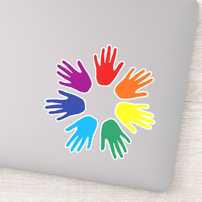 Pegatina Manos arcoiris (Detalle)