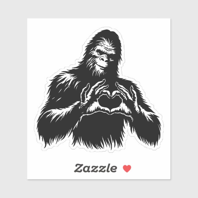 Pegatina Manos de corazón de Bigfoot (Hoja)