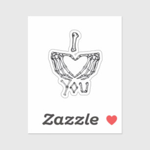 Pegatina Manos Skeleton Haciendo Un Corazón