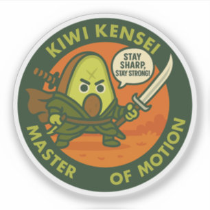 Pegatina Mantén Afilado Mantén Fuerte Samurái Kiwi 