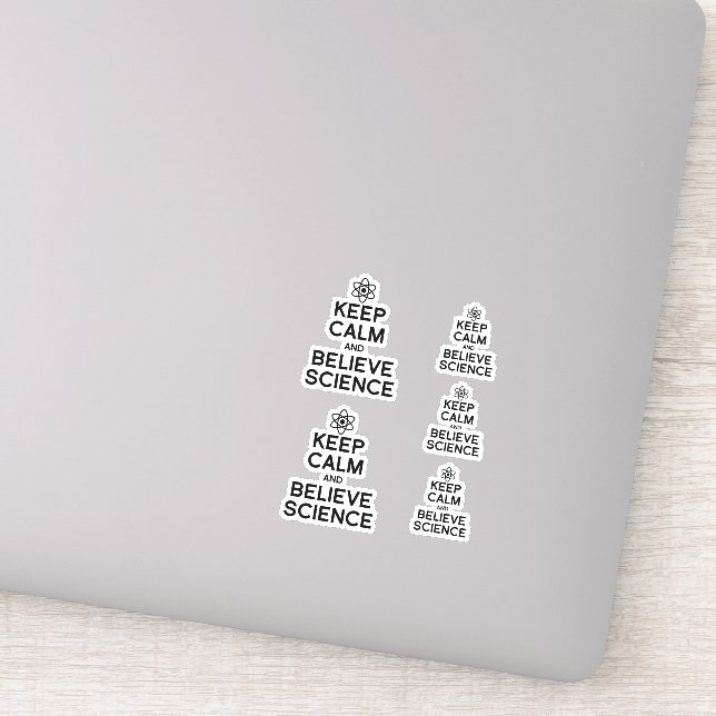 PEGATINA MANTENER LA CALMA Y CREER EN LA CIENCIA (Detalle)