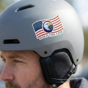 Pegatina Mantener la Línea, Bandera Americana y Águila