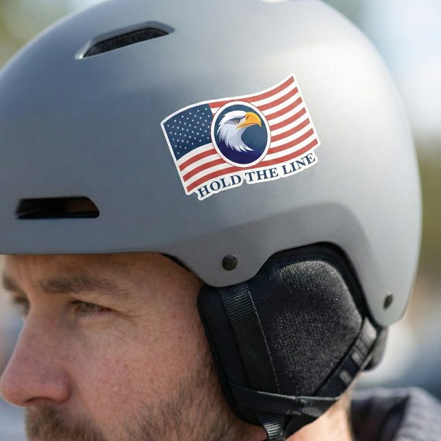 Pegatina Mantener la línea, bandera estadounidense y águila (Subido por el creador)