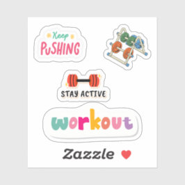 Pegatina Mantente activo ilustraciones Cute colorido Scrapb