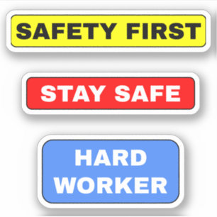 Pegatina Mantente seguro de Hardhat: simple trabajador duro