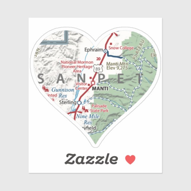 Pegatina Manti Utah Map (Hoja)