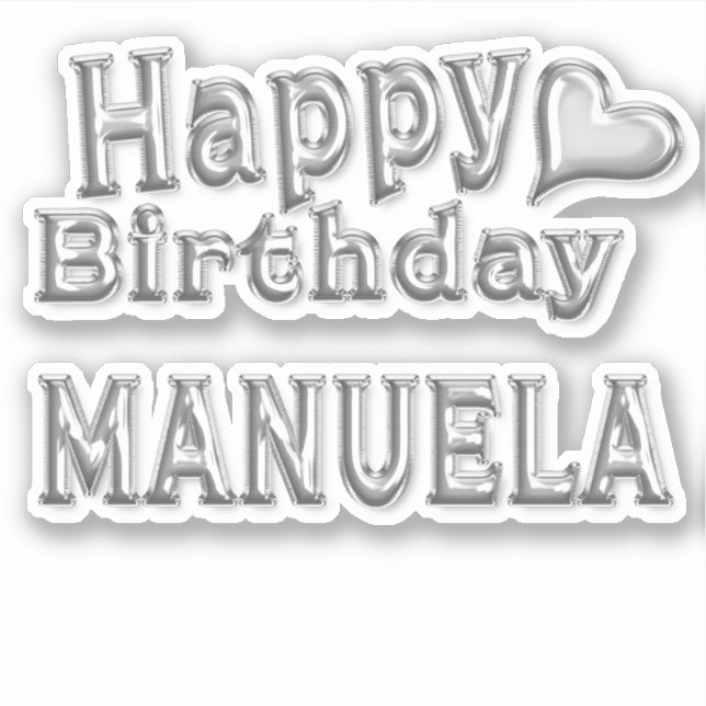 Pegatina Manuela Happy Birthday silver Aufkleber Sticker (Anverso)