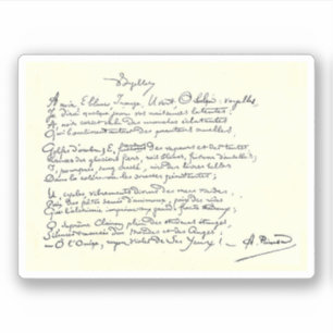 Pegatina Manuscrito autógrafo de Voyelles (Rimbaud)
