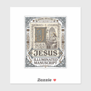 Pegatina Manuscrito de Jesús Fe Católica Vintage