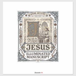 Pegatina Manuscrito de Jesús Fe Católica Vintage