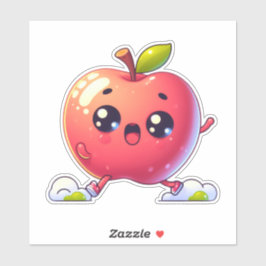 Pegatina manzana kawaii bailando