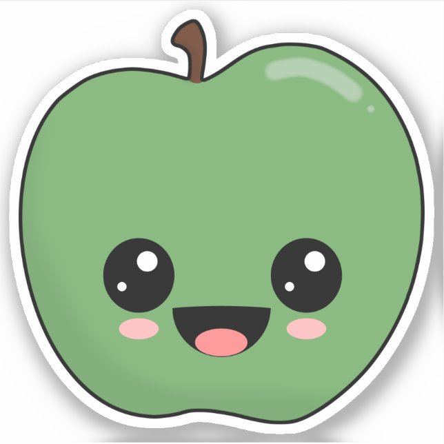 Pegatina Manzana Verde Feliz (Anverso)
