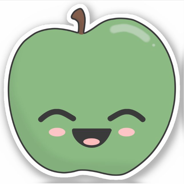 Pegatina Manzana Verde Feliz (Anverso)