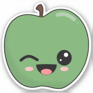 Pegatina Manzana Verde Feliz Guiñando
