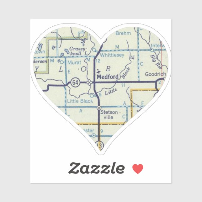 Pegatina Mapa antiguo de Medford WI (Hoja)