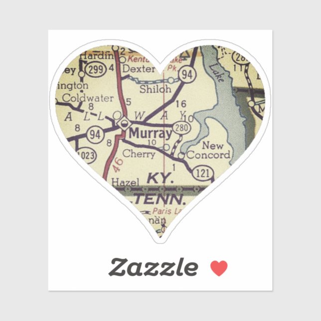 Pegatina Mapa antiguo de Murray KY (Hoja)