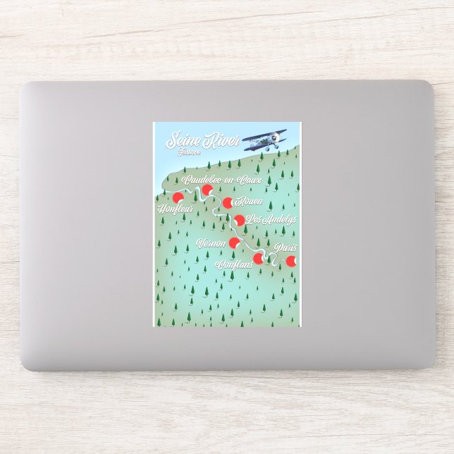 Pegatina Mapa antiguo del río Sena Francia (Ordenador)