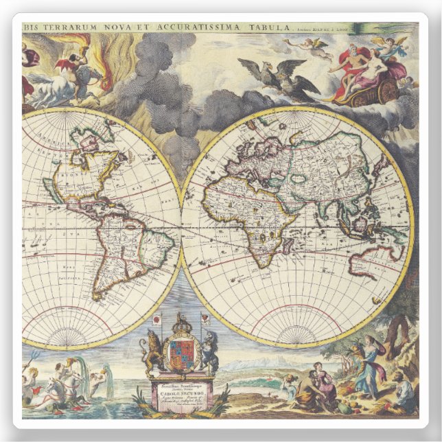 Pegatina Mapa antiguo inspirado (4) (Anverso)
